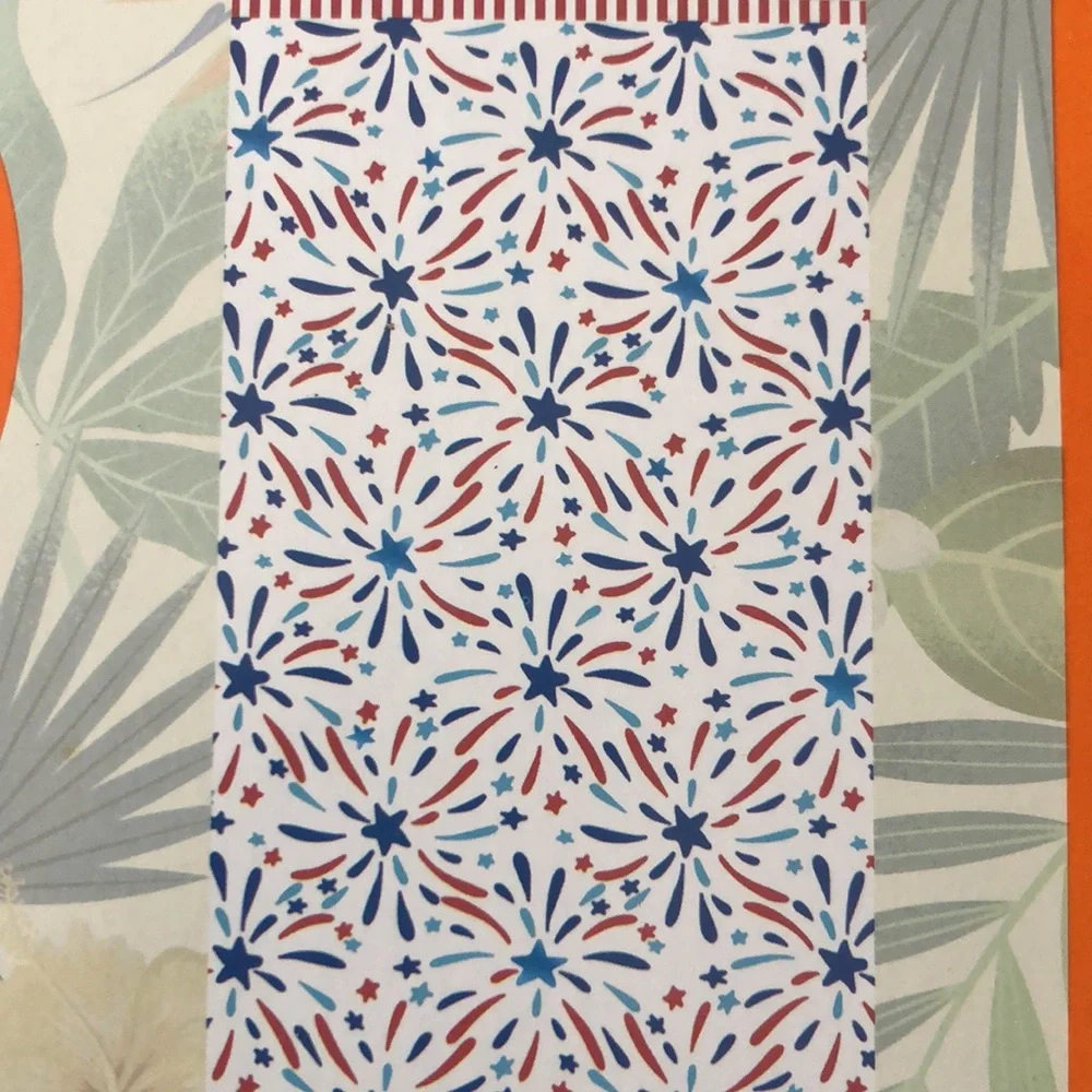 White Beach Towel with Red, Blue and Light Blue Starburst Print